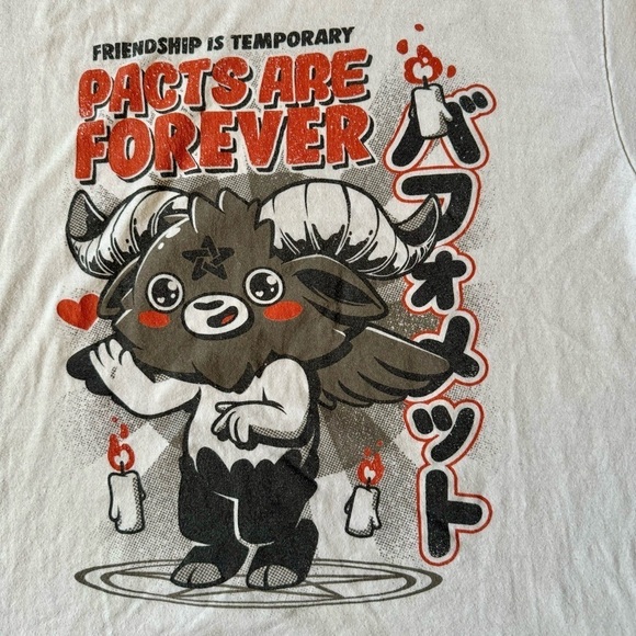 Black Matter Satan Lucifer goat t shirt pacts are forever men L - Picture 2 of 4